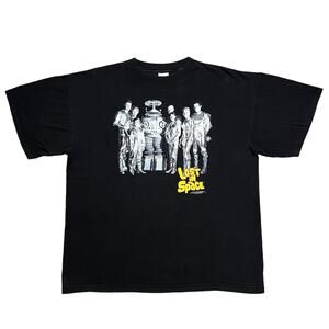 Lost in Space TV Show Cast Logo Vintage Black Short Sleeve T-Shirt Mens Size XL